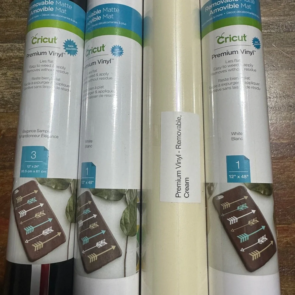 Cricut Premium Vinyl Removable Matte 4 Roll Bundle White Cream Elegance Sampler